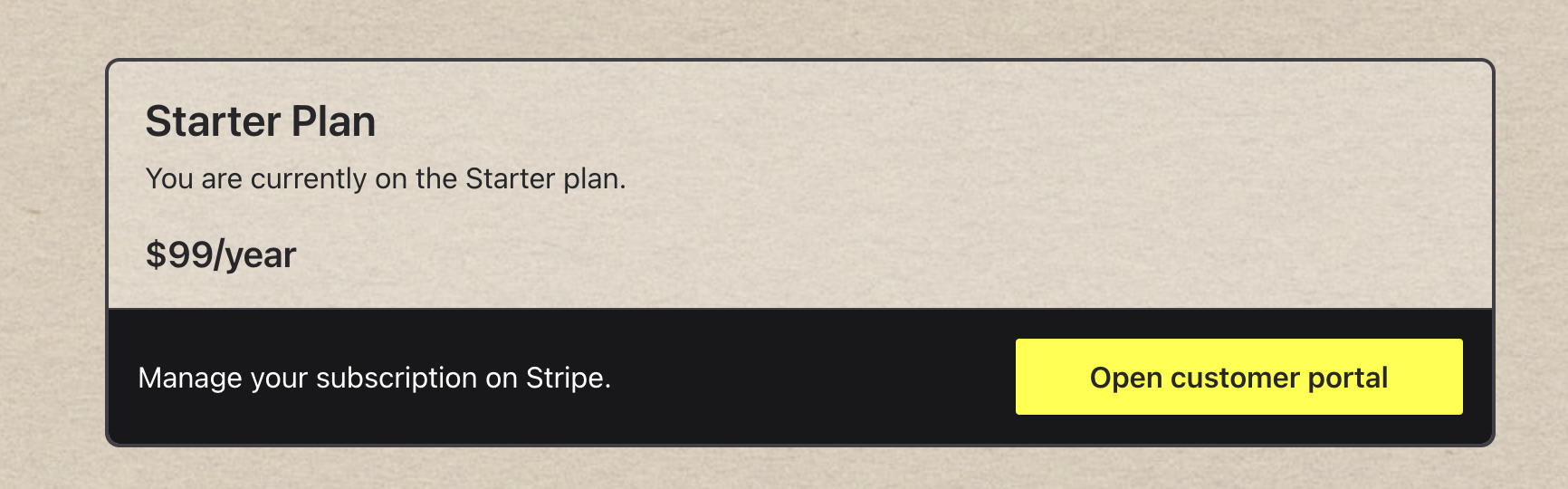 Open customer portal button