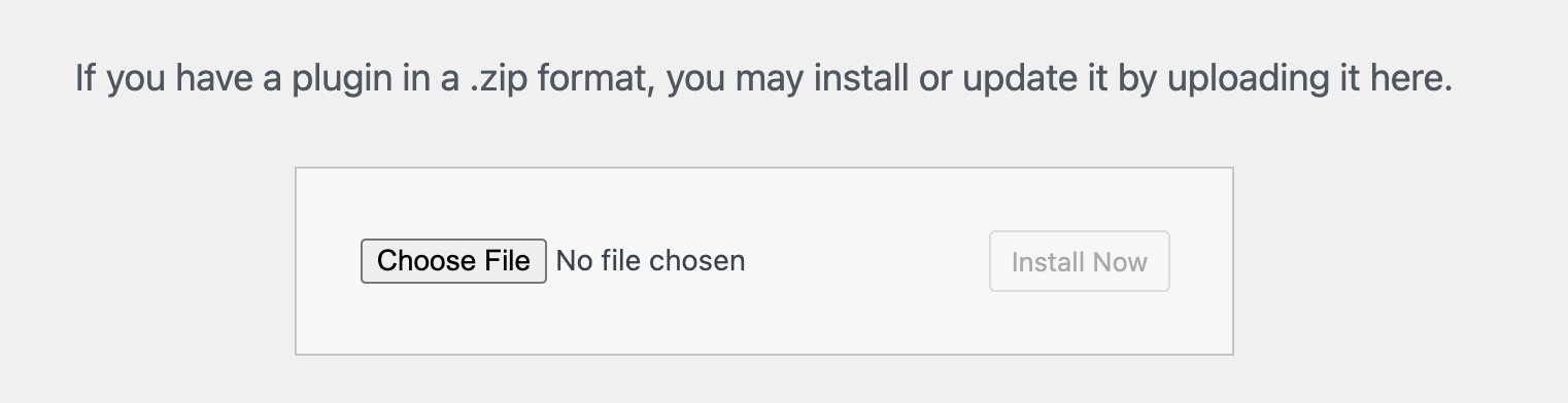 WordPress plugin upload screen