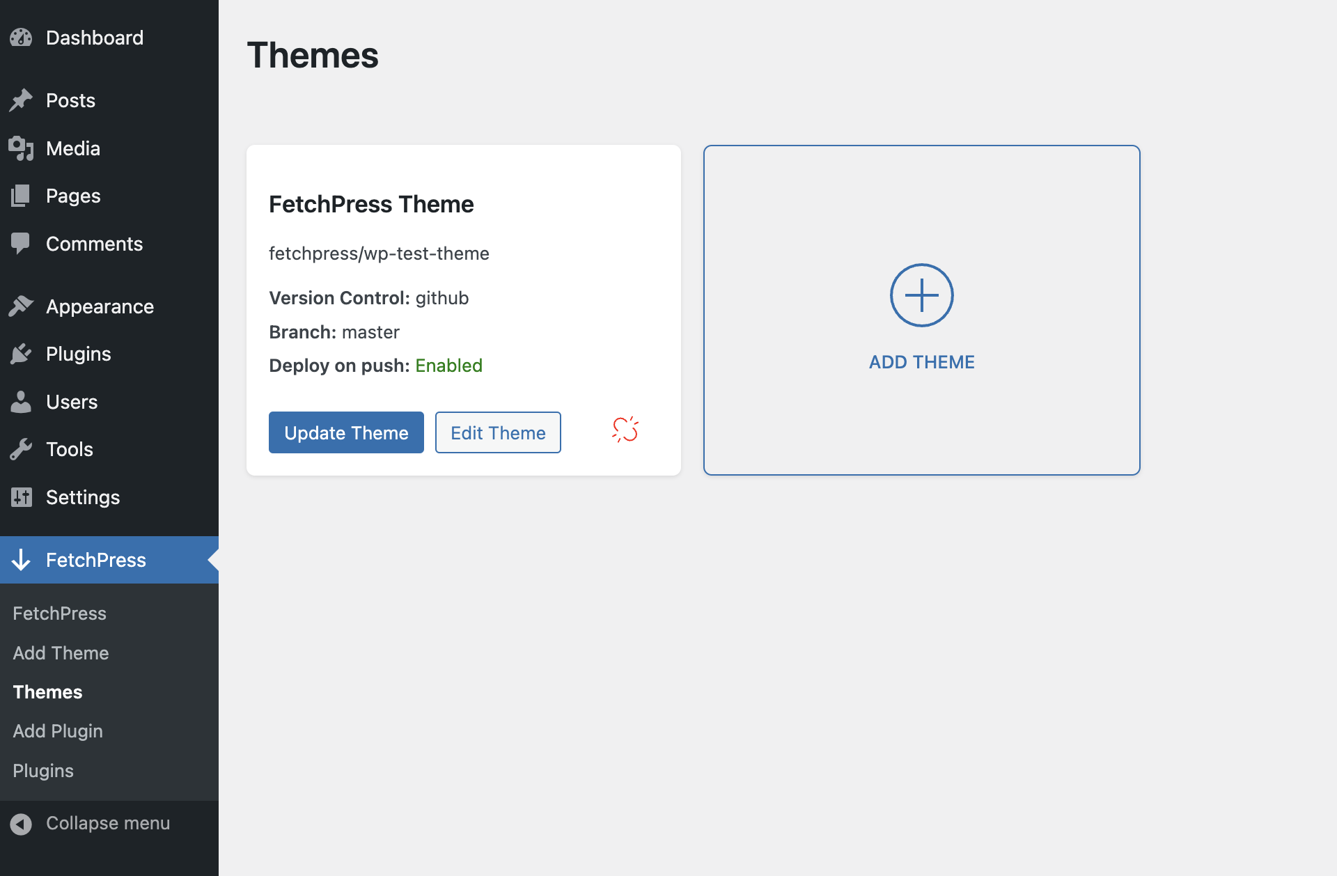 Themes management view